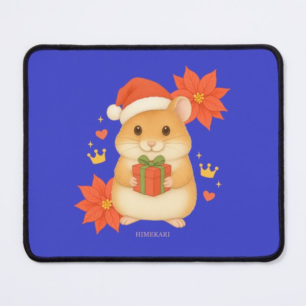 Item preview, Christmas Hamster with Poinsettia - Solid Navy designed and sold by HIMEKARI.