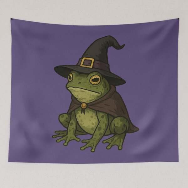 Item preview, Witch Toad Familiar – Cute Frog Witch Illustration designed and sold by Miagolio.