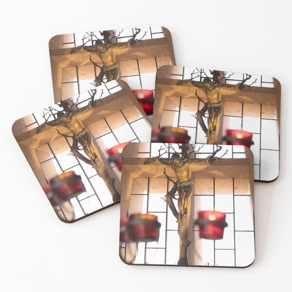 Item preview, Spiritual Sanctuary Wall Art – Jesus on the Cross at Altar with Prayer Candles – Christian Apparel & Home Décor designed and sold by Compass and a Camera.