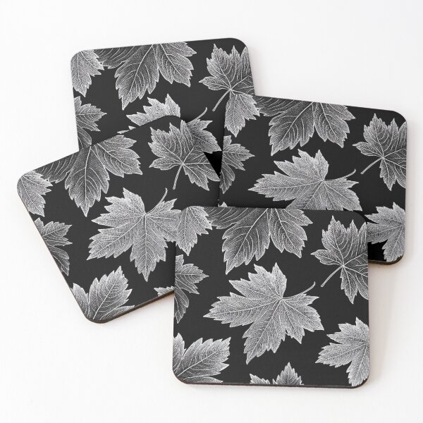 Item preview, Frosted leaves white on black  designed and sold by Lol&love.