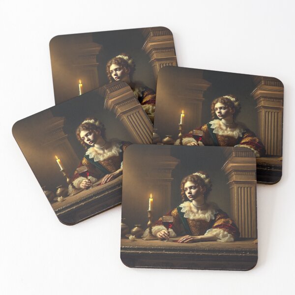 Item preview, Lady at Candlelight – Baroque Oil Portrait Scene designed and sold by Anavrin-art.