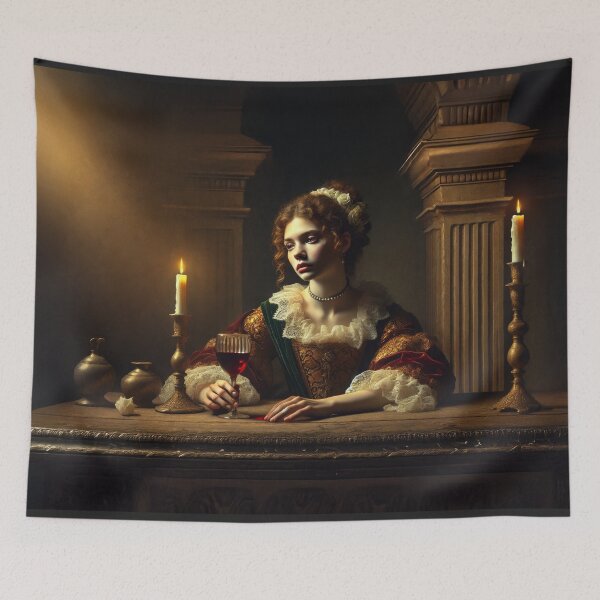 Item preview, Lady at Candlelight – Baroque Oil Portrait Scene designed and sold by Anavrin-art.