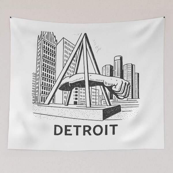 Item preview, Spirit of Detroit Statue Minimalist Line Art designed and sold by CirySketchCo.
