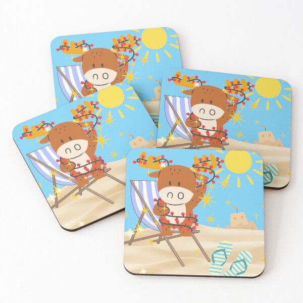 Item preview, Christmas Moose Beach - Funny Holiday Summer Vacation Humor Art designed and sold by Extremeallie.
