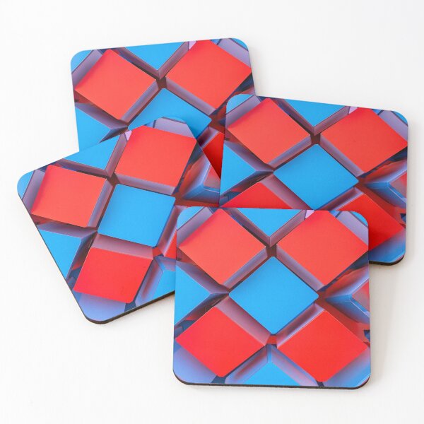 Item preview, Red and Blue 3D Cubes Pattern designed and sold by SassyArtistry.