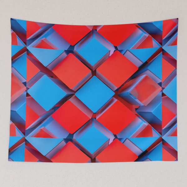 Item preview, Red and Blue 3D Cubes Pattern designed and sold by SassyArtistry.