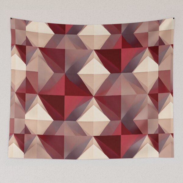 Item preview, Red Beige Geometric Triangle Pattern designed and sold by SassyArtistry.