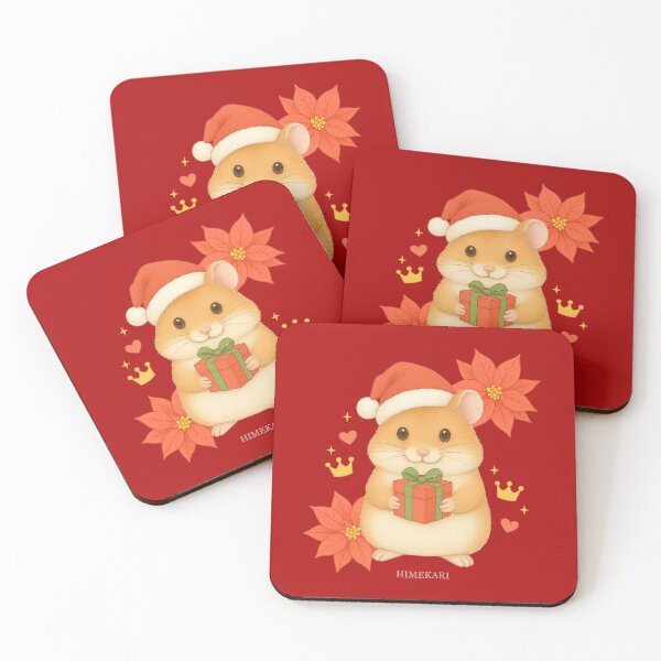 Item preview, Christmas Hamster with Poinsettia - Solid Red designed and sold by HIMEKARI.