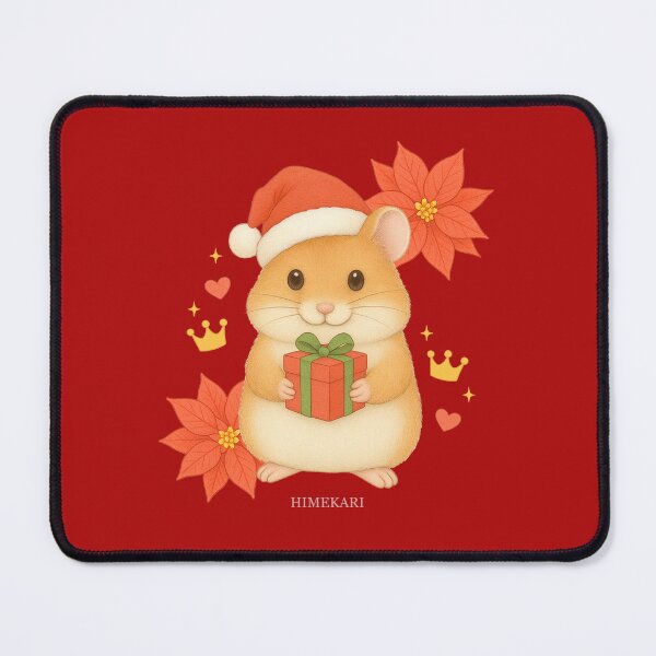 Item preview, Christmas Hamster with Poinsettia - Solid Red designed and sold by HIMEKARI.