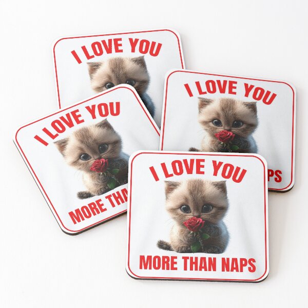 Item preview, Cute Kitten Holding Red Rose - Romantic Valentine's Day Cat Lover Gift I love you more than naps designed and sold by xper-t-s.