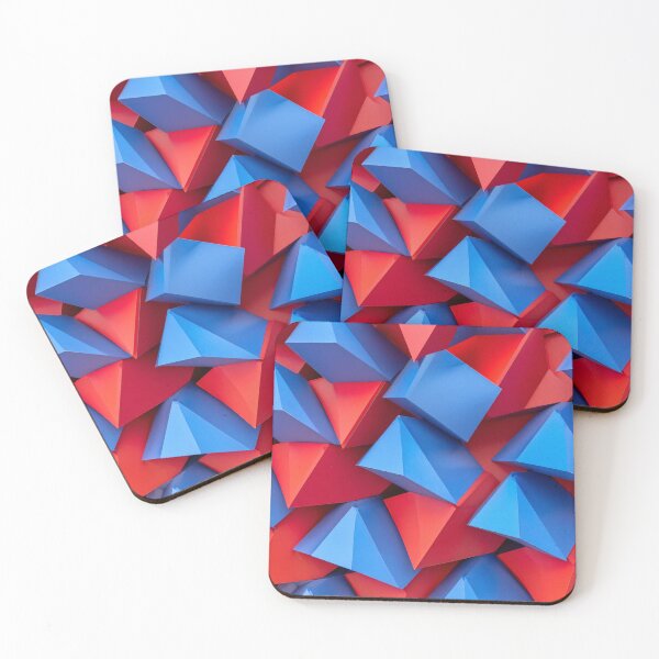 Item preview, Red and Blue Geometric Cubes designed and sold by SassyArtistry.