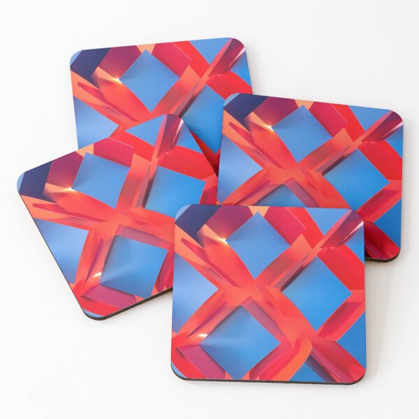 Item preview, Red Blue Interwoven Cubes designed and sold by SassyArtistry.