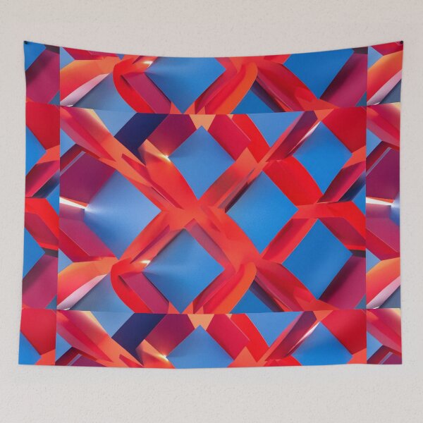 Item preview, Red Blue Interwoven Cubes designed and sold by SassyArtistry.