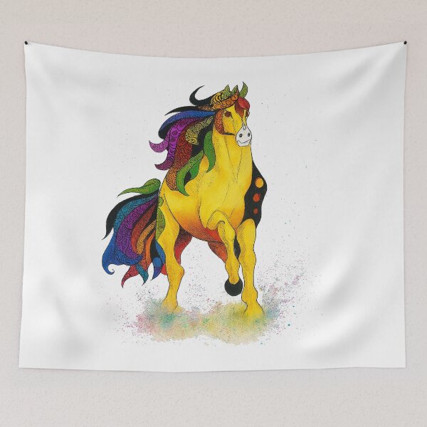 Item preview, Colorful stylized horse with patterned mane designed and sold by ChromaticHooves.