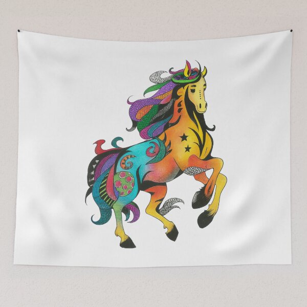 Item preview, Fantasy horse with patterned mane and stars designed and sold by ChromaticHooves.
