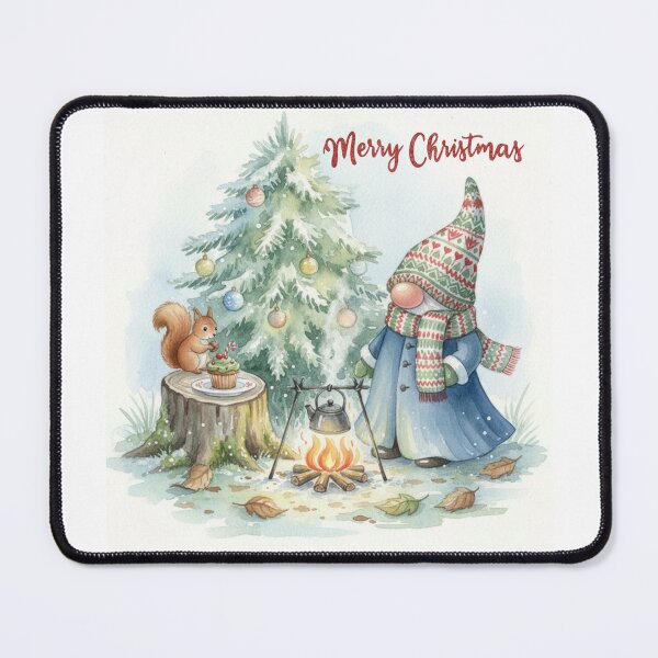 Item preview, Watercolor Christmas Gnome with Squirrel designed and sold by silviaol.
