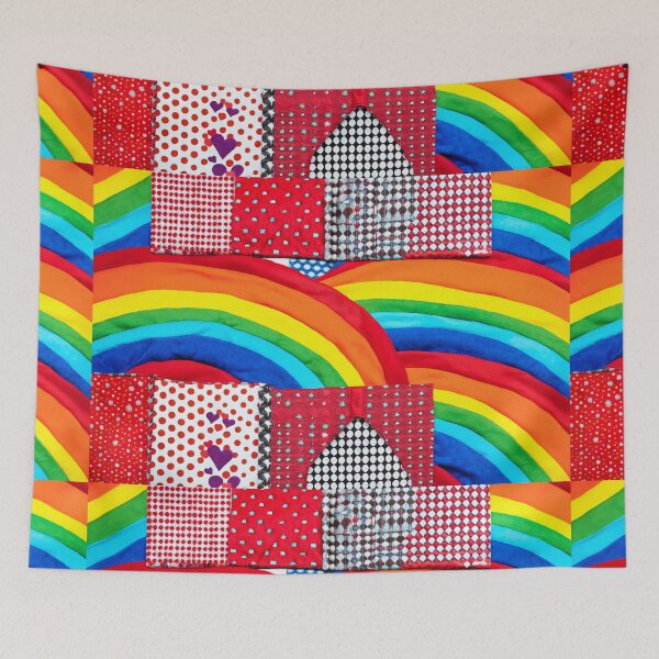 Item preview, Rainbow Fabric Arches with Red Patchwork Blocks designed and sold by SassyArtistry.