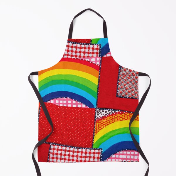 Artikelvorschau, Regenbogenbögen mit roten Patchwork-Quadraten entworfen und verkauft von SassyArtistry.