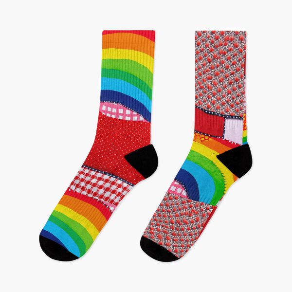 Item preview, Rainbow Arches with Red Patchwork Squares designed and sold by SassyArtistry.