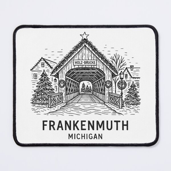Item preview, Frankenmuth Michigan Covered Bridge Winter Christmas Art designed and sold by CirySketchCo.