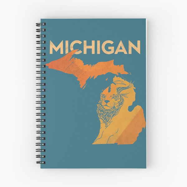 Item preview, Michigan State Map Silhouette With Lion Face Artwork in Warm Orange Tones designed and sold by Rue Market.