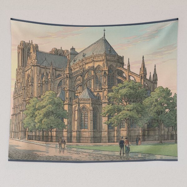 Item preview, Reims Cathedral Japanese Woodblock Print designed and sold by Takeda-art.
