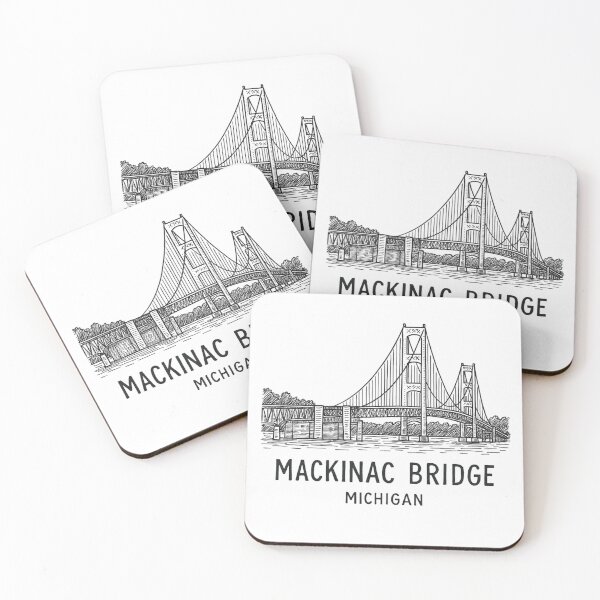 Item preview, Mackinac Bridge Michigan Minimalist Line Art designed and sold by CirySketchCo.