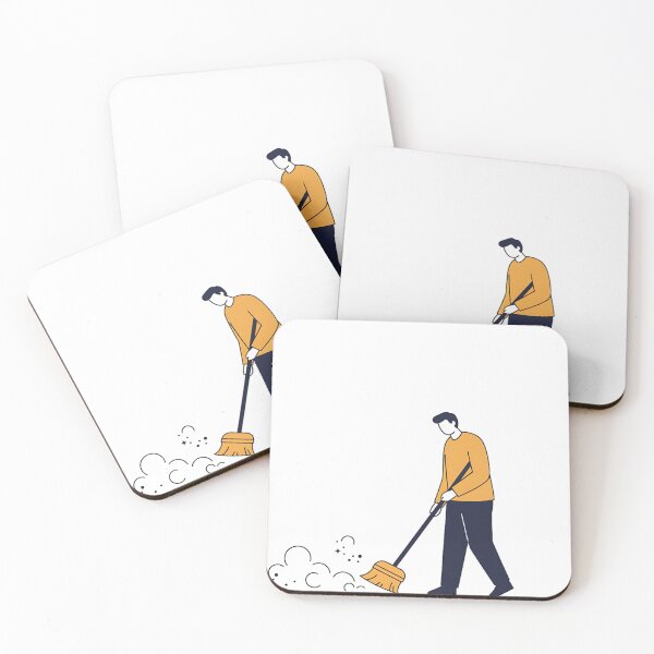 Item preview, Man Sweeping Floor Minimalist Illustration designed and sold by saiful020.