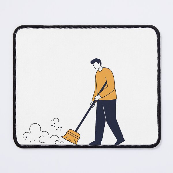 Item preview, Man Sweeping Floor Minimalist Illustration designed and sold by saiful020.
