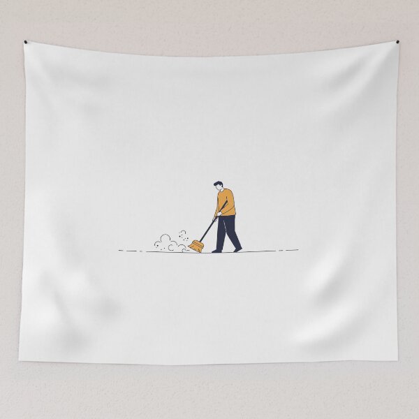 Item preview, Man Sweeping Floor Minimalist Illustration designed and sold by saiful020.