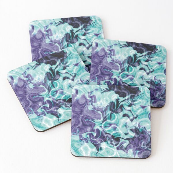 Item preview, Aqua & Violet Liquid Abstract Art designed and sold by MINIADORA.