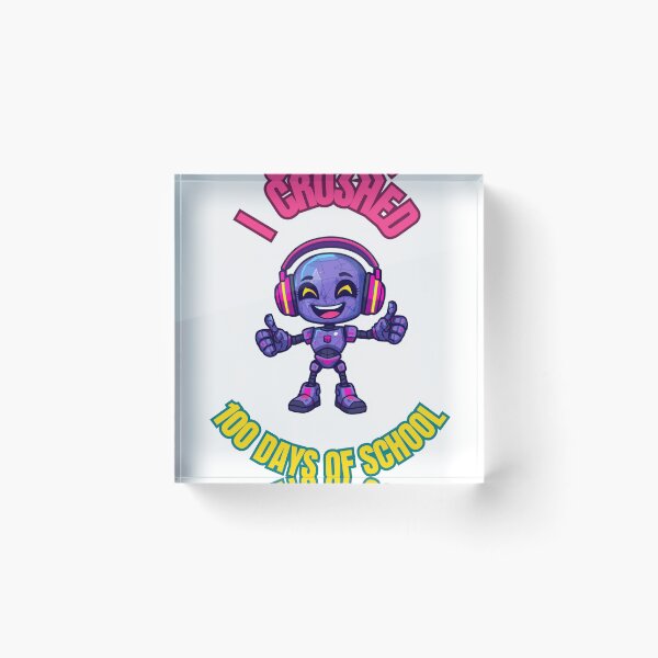 Item preview, I Crushed 100 Days of School Gamer Robot TV Head designed and sold by PanaddaArtStudio.