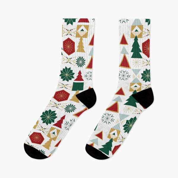 Item preview, Modern Geometric Christmas Pattern | Minimalist Holiday Design | Red Green Gold Trees & Snowflakes for T-Shirts, Stickers, Wall Art, Wrapping Paper & More designed and sold by DesignWorld8.
