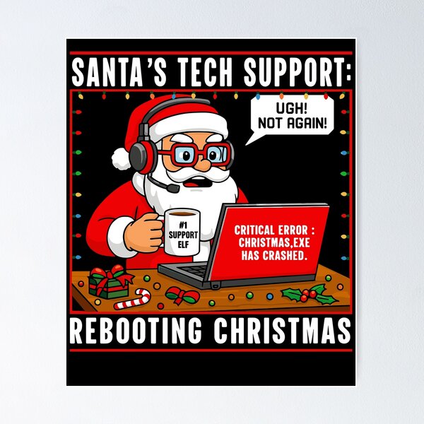 Item preview, Santa's Tech Support Rebooting Christmas Santa Claus IT Ugly Xmas Sweater designed and sold by jakaun.