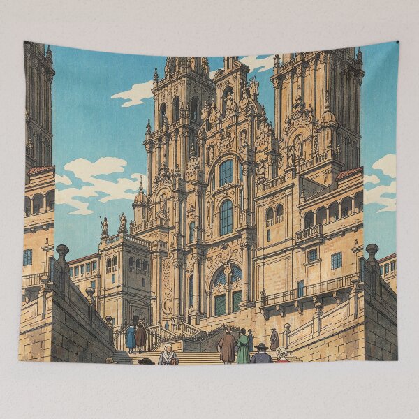 Item preview, Santiago de Compostela Cathedral Japanese Woodblock Print designed and sold by Takeda-art.