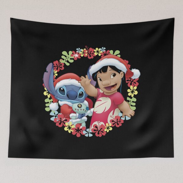 Aperçu de l'œuvre Stitch Mele Kalikimaka Vibes de couronne de Noël hawaïenne créée et vendue par DemetMath.
