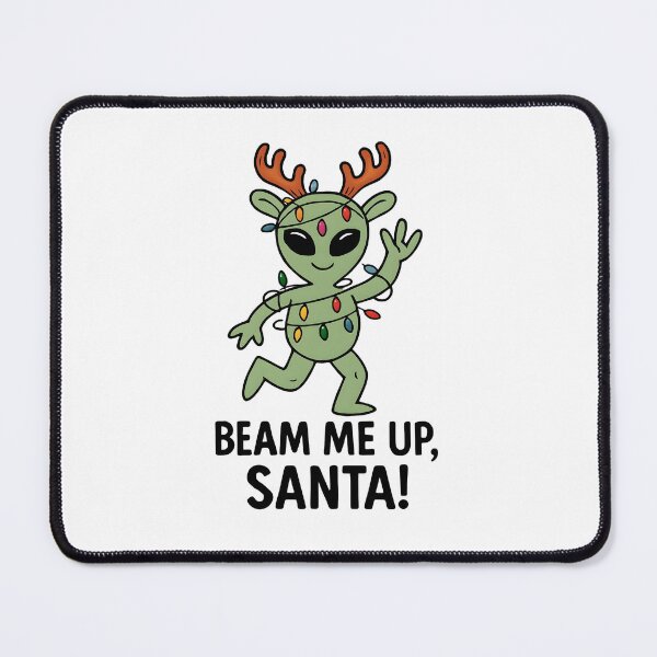 Item preview, Cheerful Alien with Christmas Lights and 'Beam Me Up, Santa!' Fun Holiday T-Shirt designed and sold by FestivityFinds.
