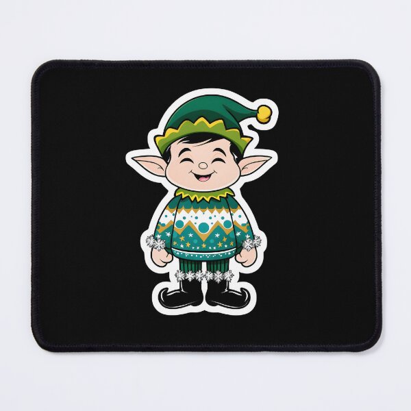 Item preview, Cheerful Cartoon Christmas Elf in Festive Sweater and Hat | Cute Holiday Sticker designed and sold by FestivityFinds.