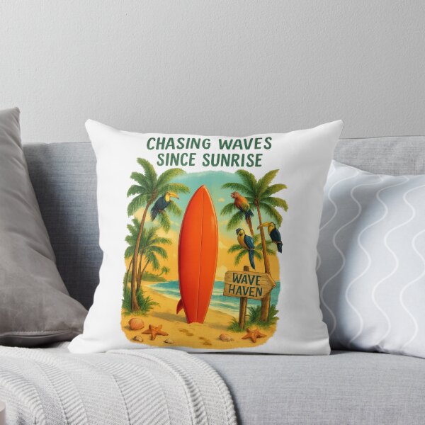 Item preview, Chasing Waves Since Sunrise Retro Surfboard Beach Design designed and sold by inkoutninja.