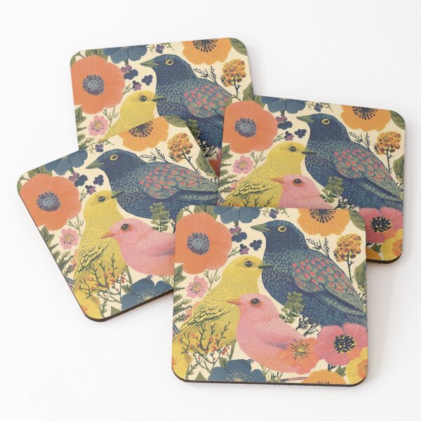 Item preview, Whimsical Garden Birds & Blooms – Folk Botanical Pattern designed and sold by Artlizzard.