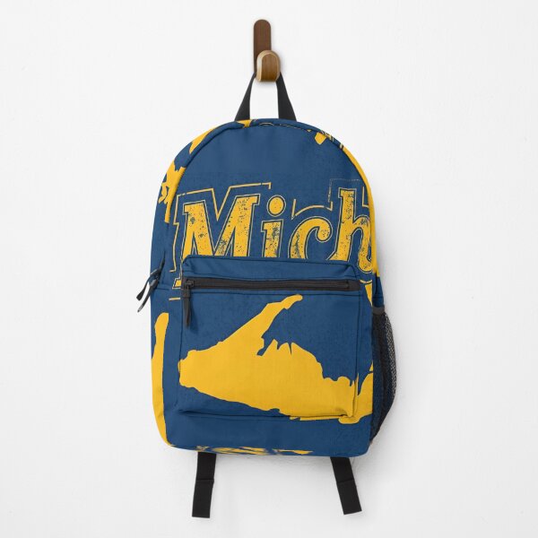 Item preview, Bold Vintage Michigan Map Graphic With Yellow State Silhouette And Script Michigan Overlay designed and sold by Rue Market.