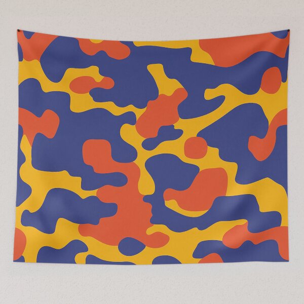 Artikelvorschau, Blau-Orange-Camouflage entworfen und verkauft von Interrupt Art.