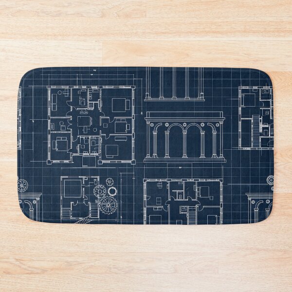 Item preview, Architectural Blueprint Pattern designed and sold by Kaleidoscope Print.