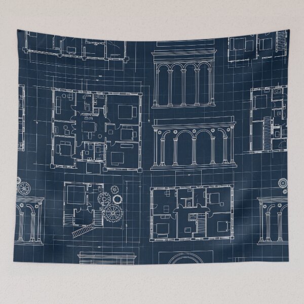 Item preview, Architectural Blueprint Pattern designed and sold by Kaleidoscope Print.