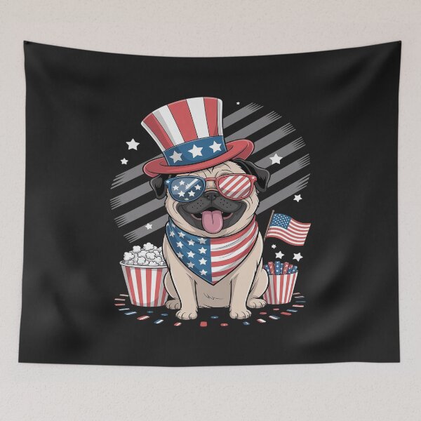 Item preview, American Flag Pug 4th July Independence Day designed and sold by AvagondaMind.