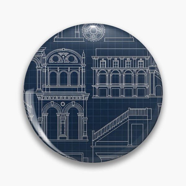 Item preview, Classical Architecture Blueprint Pattern designed and sold by Kaleidoscope Print.