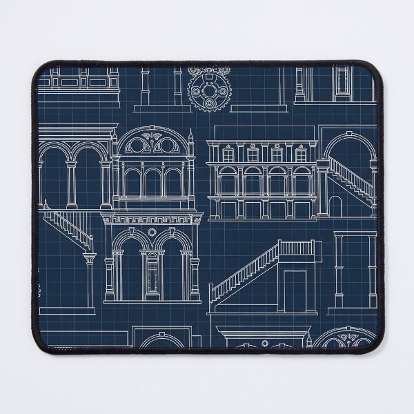 Item preview, Classical Architecture Blueprint Pattern designed and sold by Kaleidoscope Print.