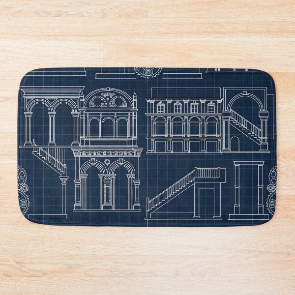 Item preview, Classical Architecture Blueprint Pattern designed and sold by Kaleidoscope Print.