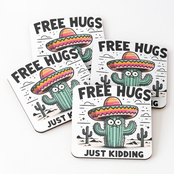 Item preview, Funny Cactus T-Shirt Free Hugs Just Kidding Sarcasm designed and sold by VectorVerseHub.