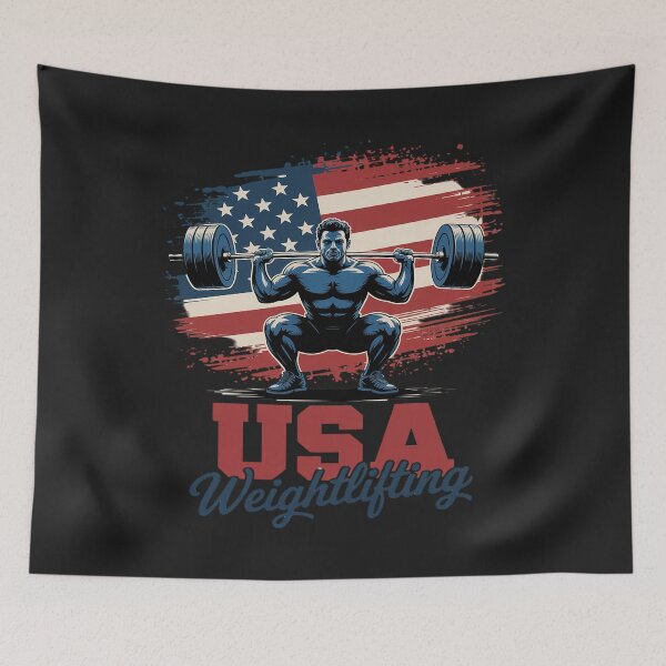 Item preview, American Flag Weightlifting 4th of July USA Support Team designed and sold by AvagondaMind.
